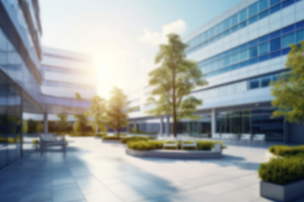 Editable blurred facade office building backdrop