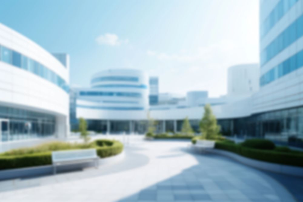 Editable blurred facade office building backdrop