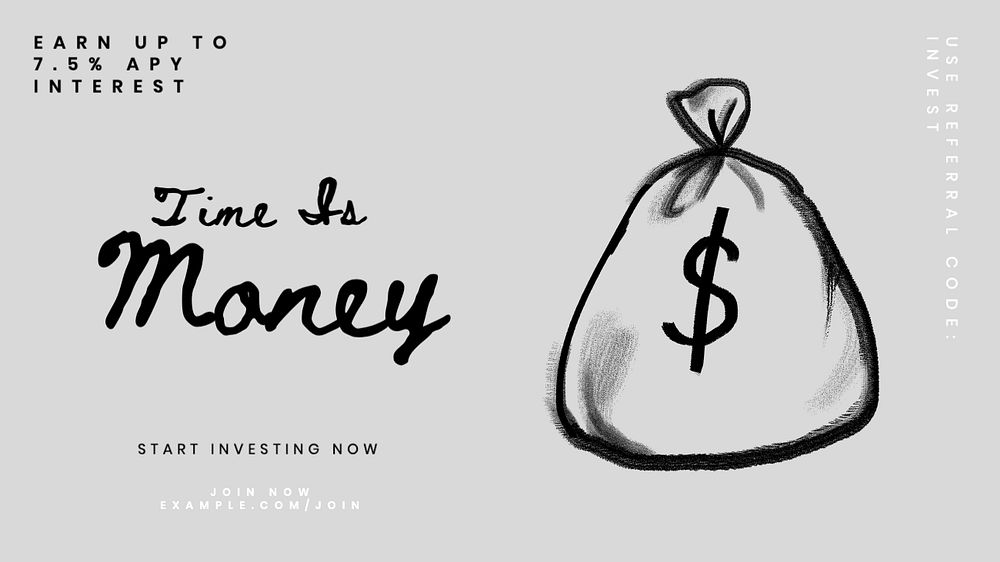 Time is money  blog banner template, editable text