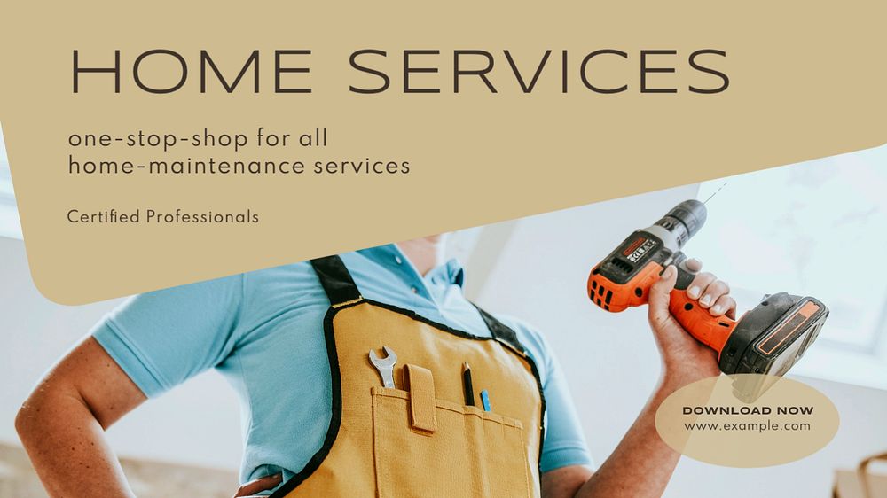 Home services  blog banner template, editable text