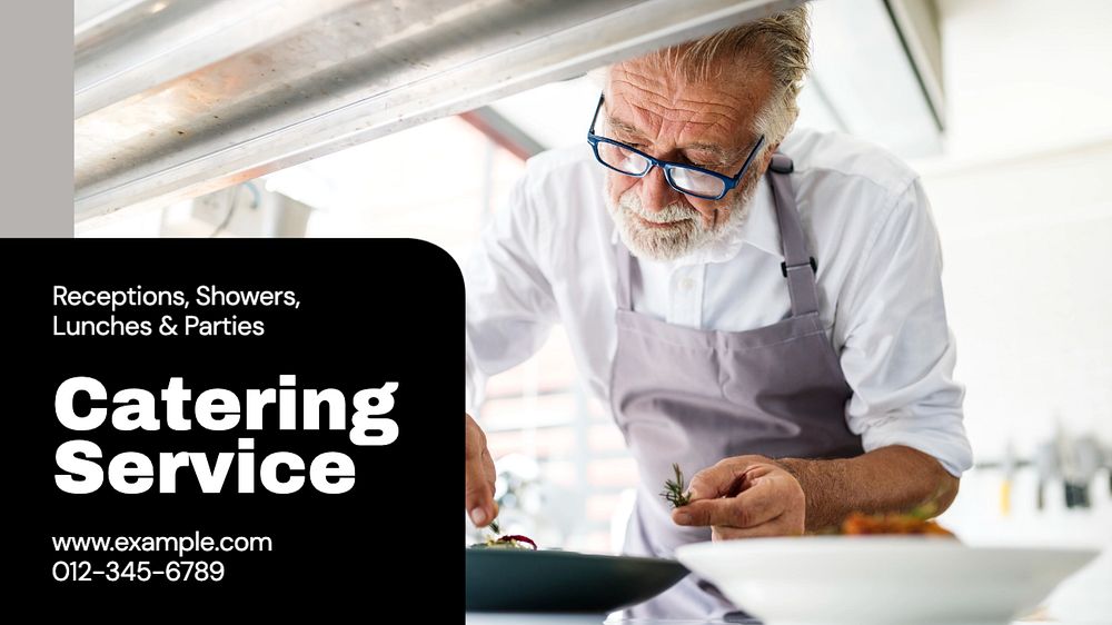 Catering service  blog banner template, editable text