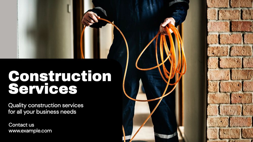 Construction services blog banner template, editable text