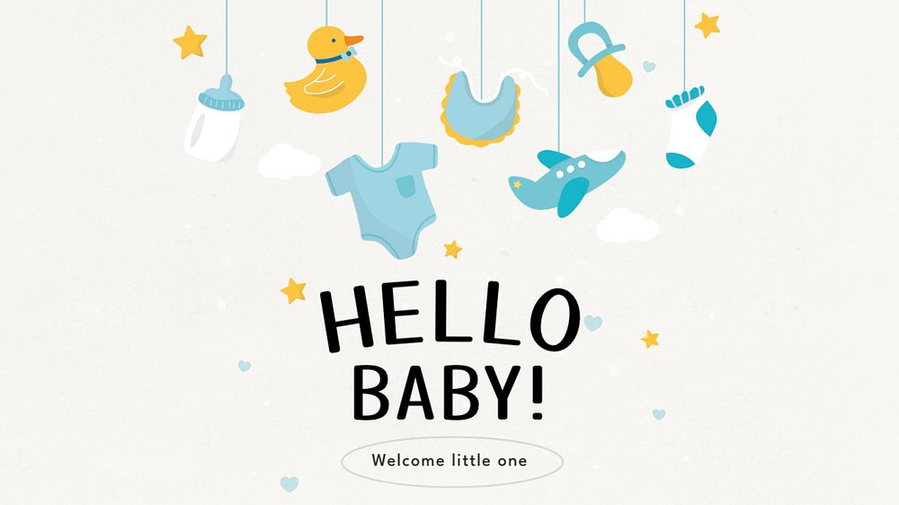 Hello baby  blog banner template, editable text