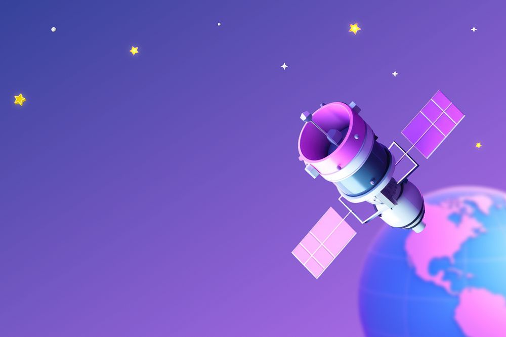 Purple satellite astronomy background editable design