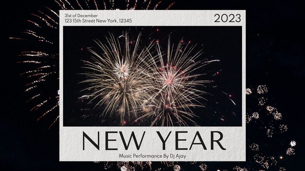 New year party  blog banner template, editable text