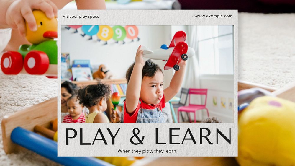 Play & learn  blog banner template, editable text