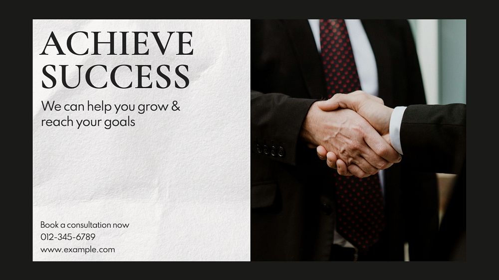 Achieve success  blog banner template, editable text