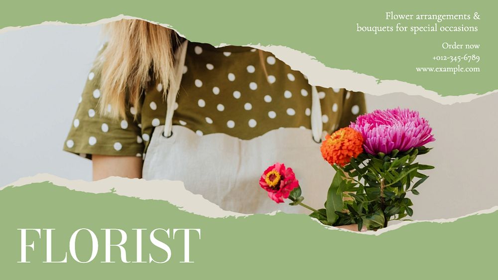 Florist blog banner template, editable text