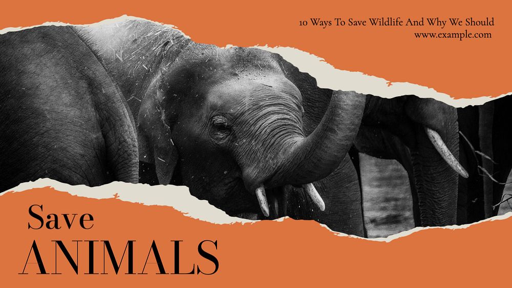 Save animals  blog banner template, editable text