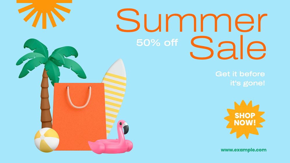 Summer sale  blog banner template, editable text