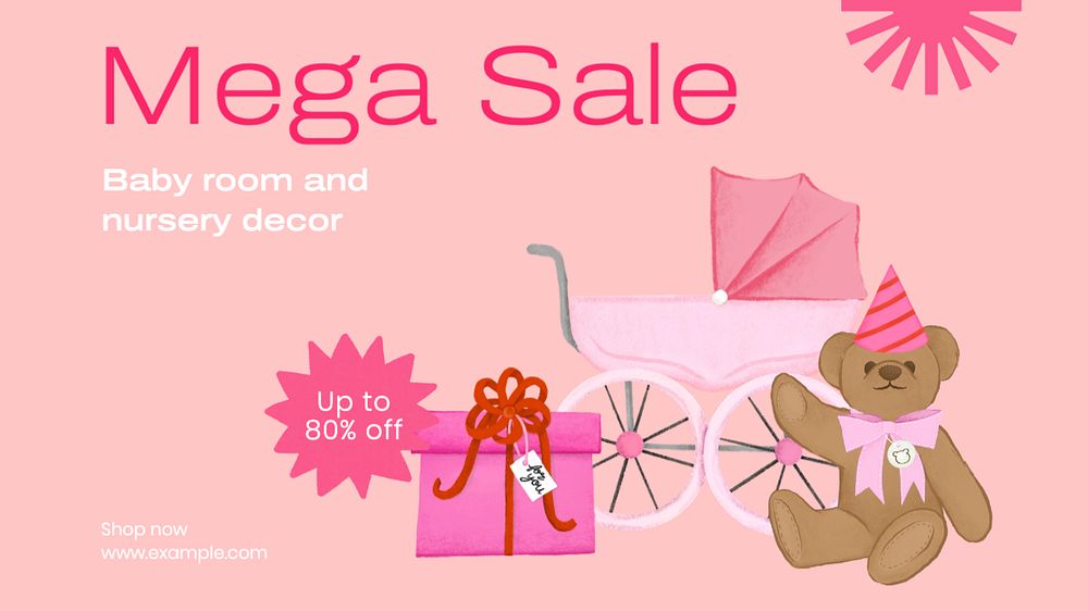 Mega sale  blog banner template, editable text