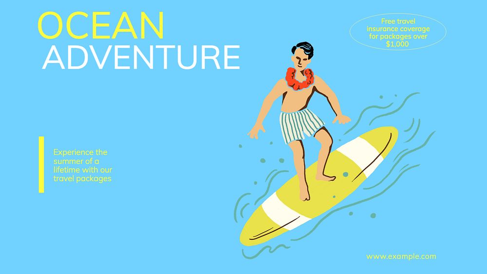 Ocean adventure  blog banner template, editable text