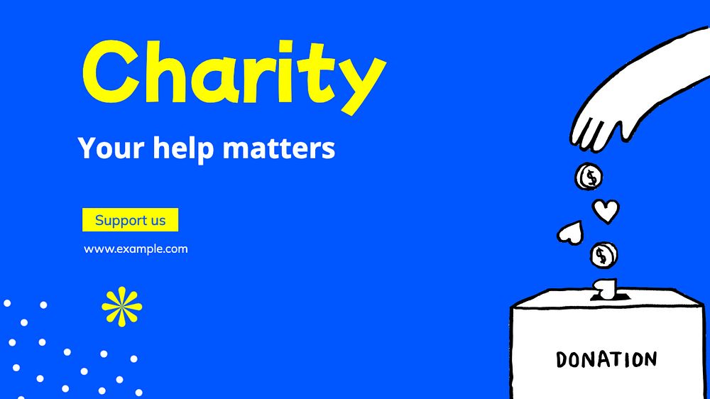 Charity blog banner template, editable text