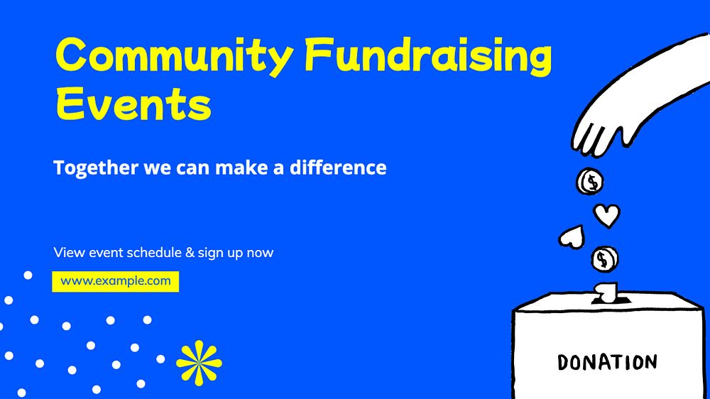 Community fundraising blog banner template, editable text