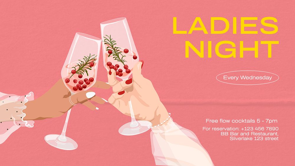 Ladies night  blog banner template, editable text