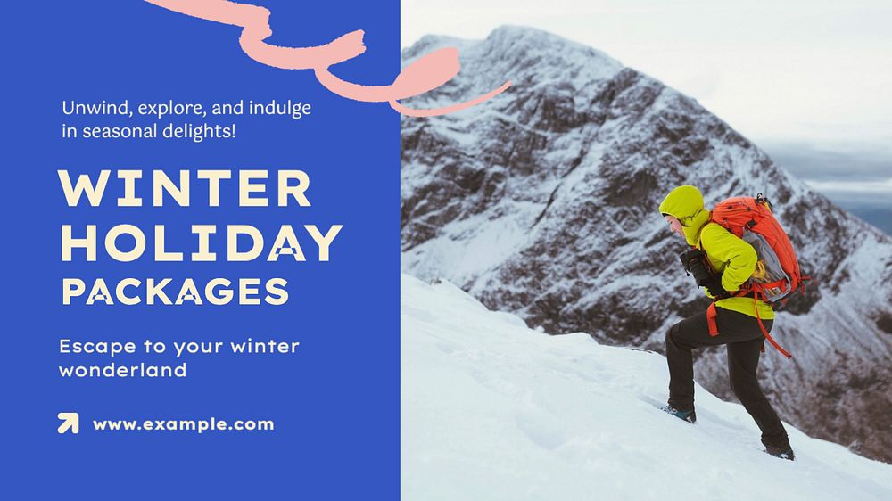 Winter holiday packages  blog banner template, editable text