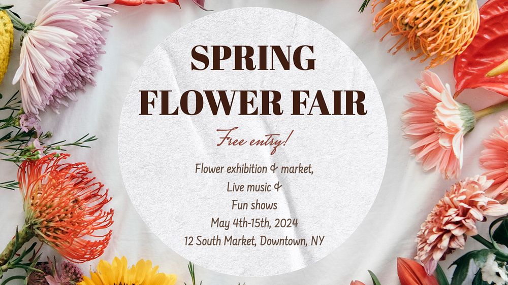 Spring flower fair blog banner template, editable text