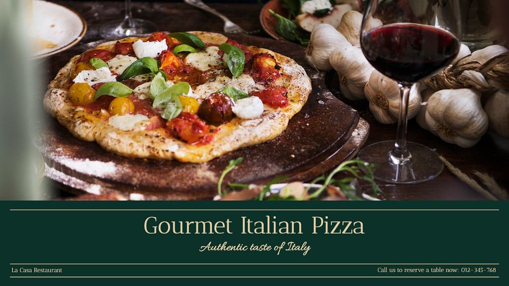 Gourmet Italian pizza blog banner template, editable text