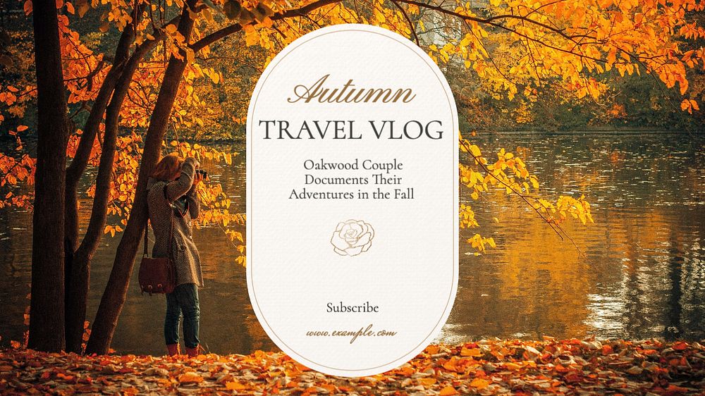 Autumn travel blog banner template, editable text