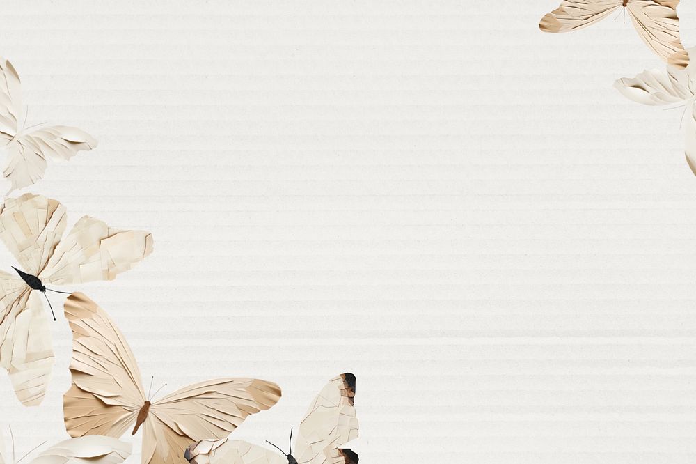 Butterfly paper craft beige background editable design