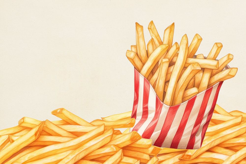 French fries illustration, digital art editable design