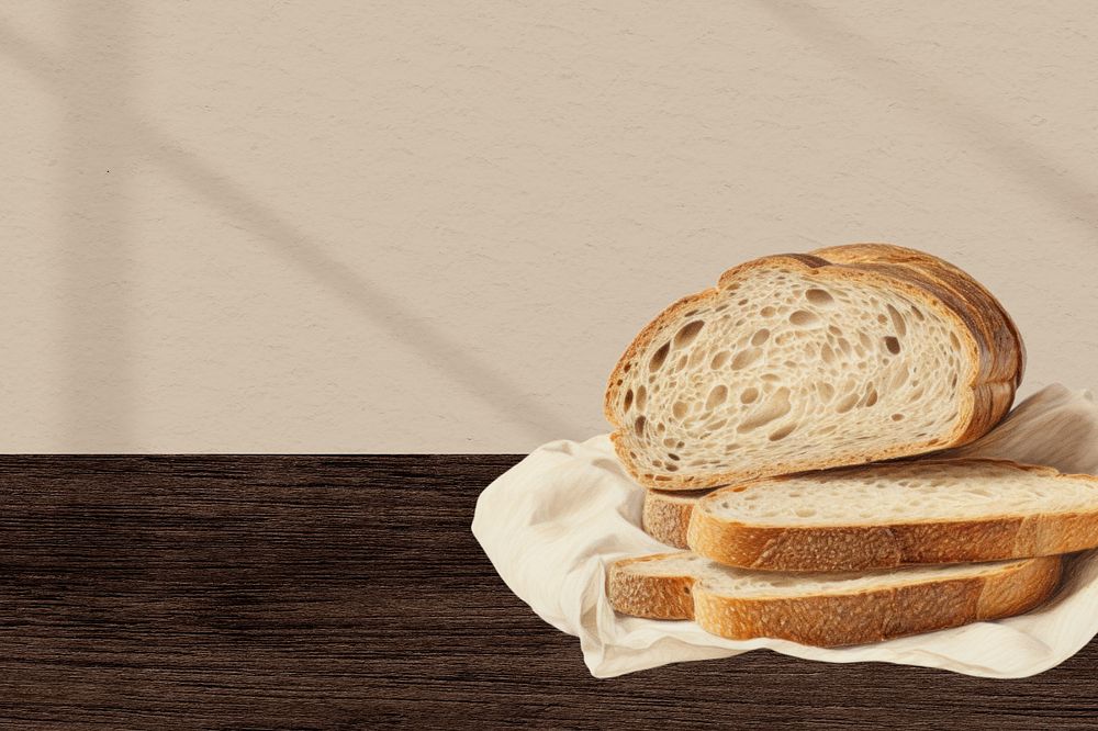 Bread loaf illustration background, digital art editable design