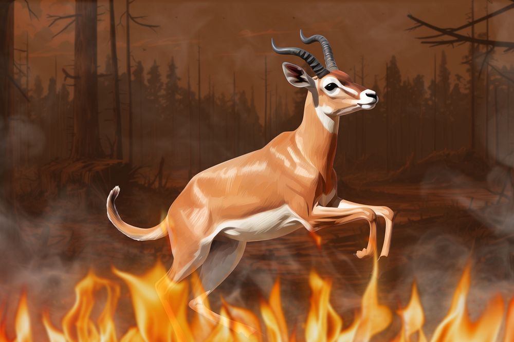 Wildfire antelope illustration, digital art editable design