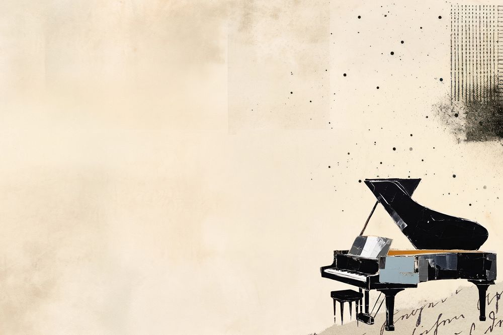 Piano music illustration beige background editable design