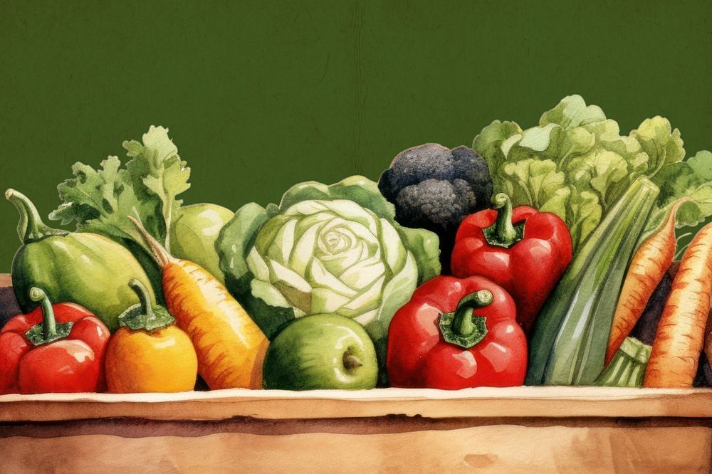 Organic vegetables illustration, digital art editable design