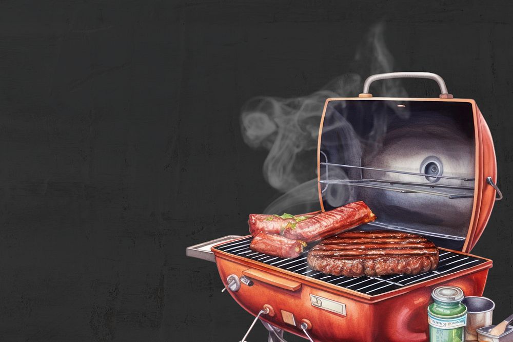 Barbecue grill illustration background, digital art editable design