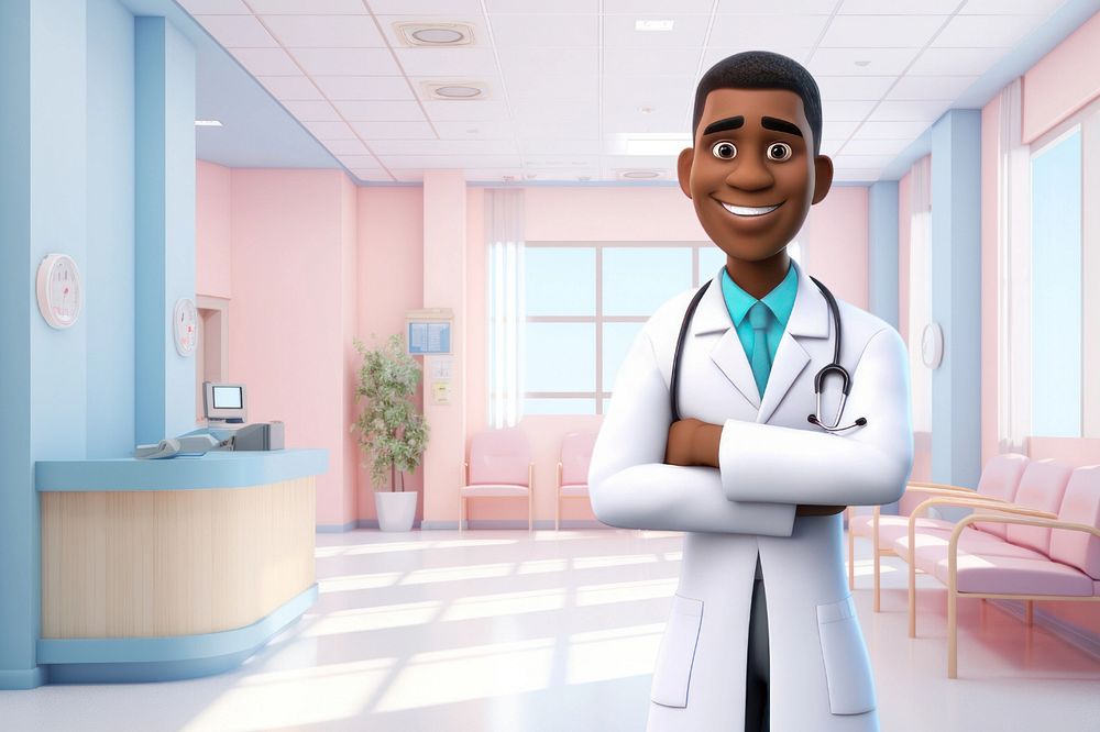 3D African American doctor illustration  editable design