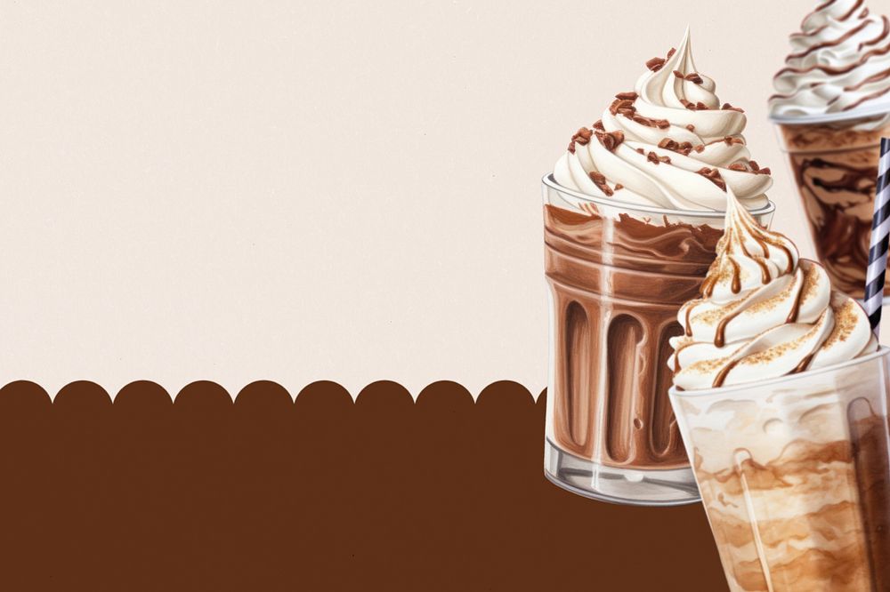 Chocolate milkshakes drink illustration background, digital art editable design