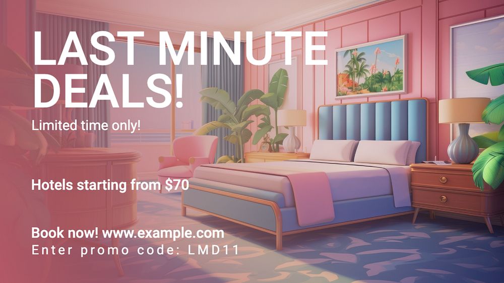 Hotel deals blog banner template, editable text