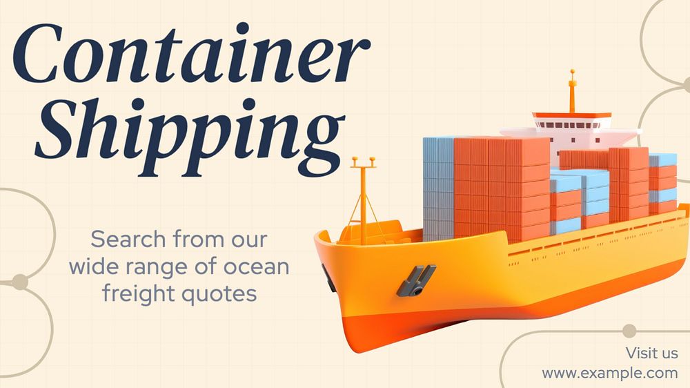 Container shipping blog banner template, editable text