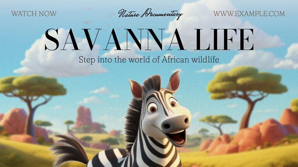 Savanna life blog banner template, editable text