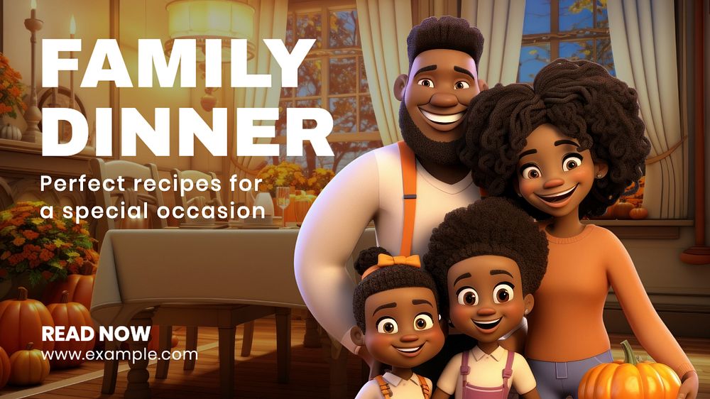 Family dinner blog banner template, editable text