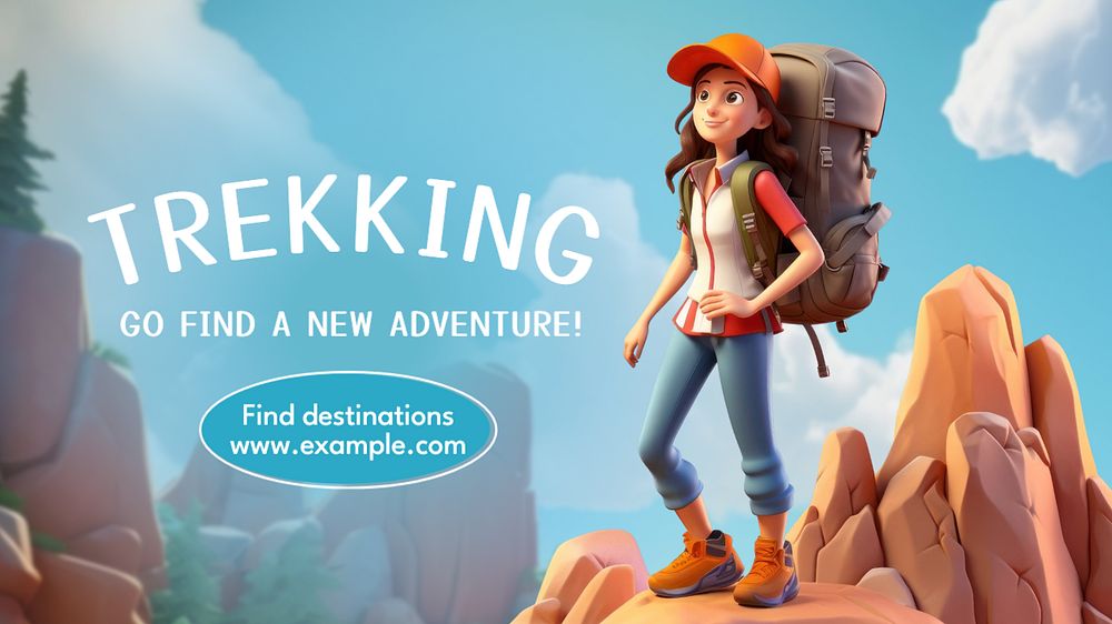 Trekking blog banner template, editable text