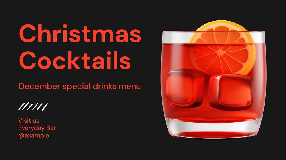 Christmas cocktails blog banner template, editable text