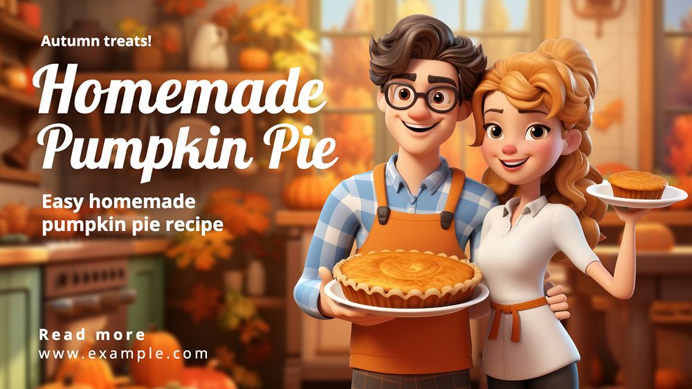 Pumpkin pie blog banner template, editable text