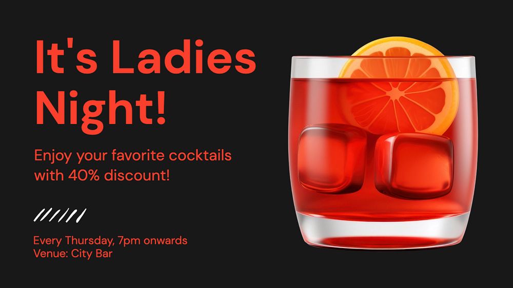 Ladies night blog banner template, editable text