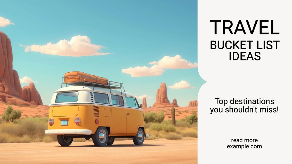 Travel bucket list blog banner template, editable text