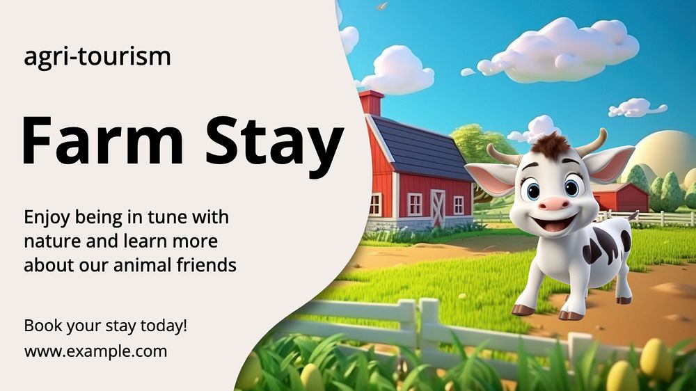 Farm stay blog banner template, editable text