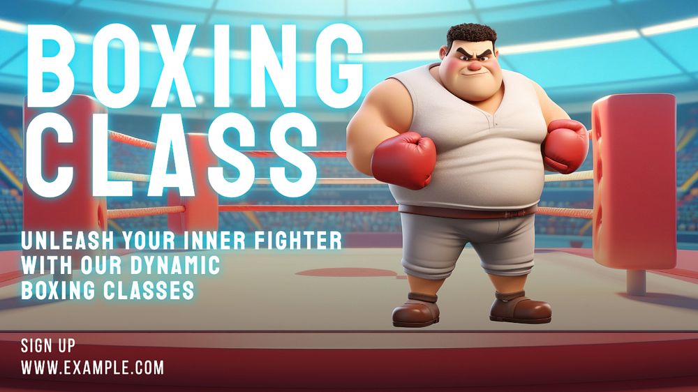 Boxing class blog banner template, editable text