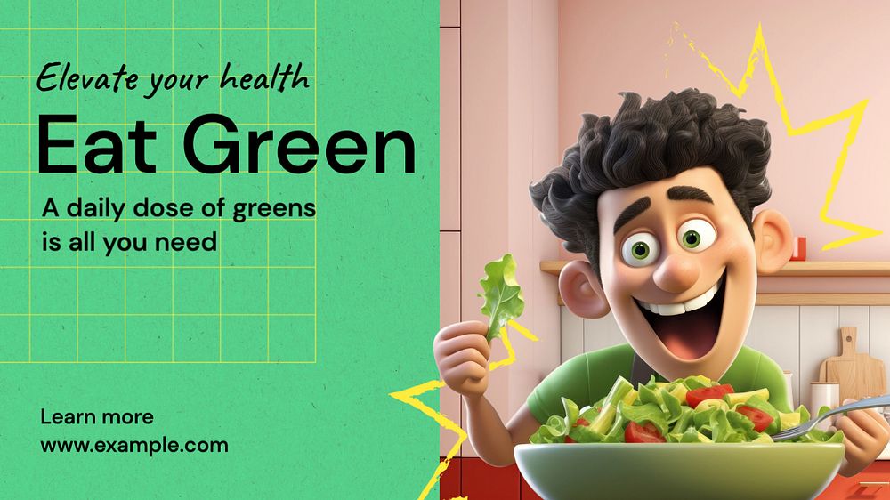 Eat green blog banner template, editable text