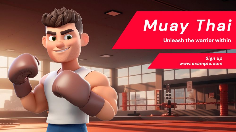 Muay thai blog banner template, editable text