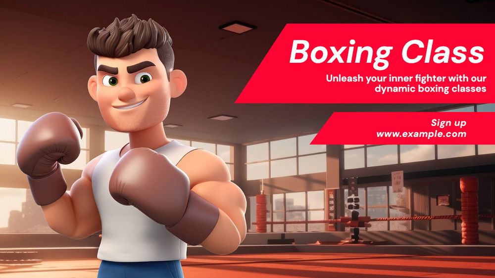 Boxing class blog banner template, editable text