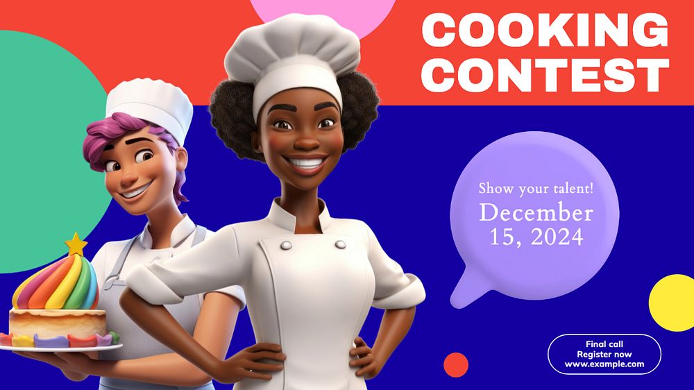 Cooking contest blog banner template, editable text