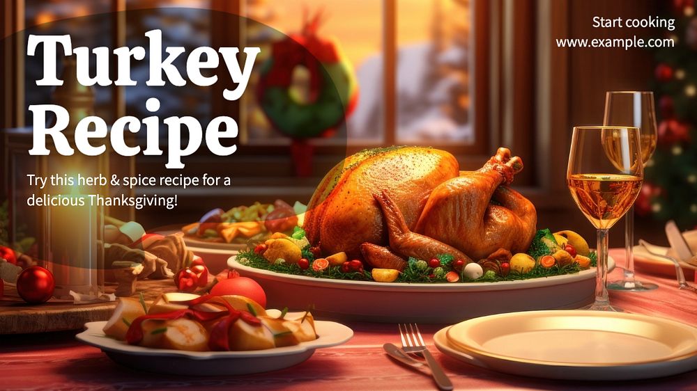 Turkey recipe blog banner template, editable text