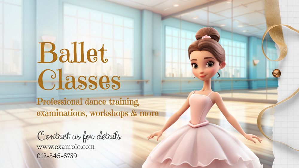 Ballet classes blog banner template, editable text