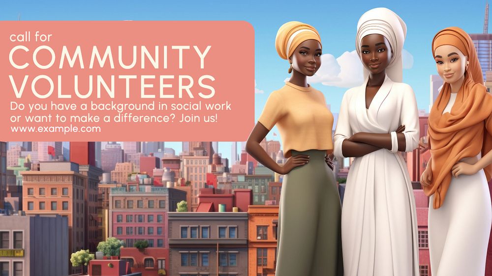 Community volunteers blog banner template, editable text